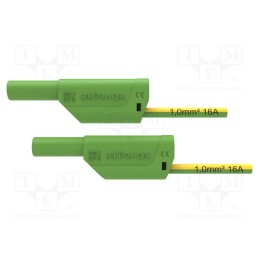 1 pcs x SCHu00dcTZINGER - VSFK 8701 / 1 / 200 / GNGE - Test lead, 16A, banana plug 4mm,both sides, Urated: 1kV, Len: 2m