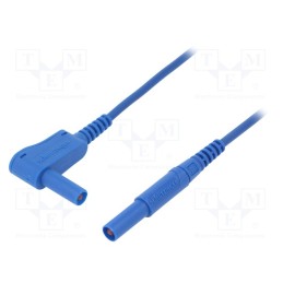 1 pcs x SCHu00dcTZINGER - MSWFK A341 / 1 / 100 / BL - Test lead, 16A, banana plug 4mm,angular banana plug 4mm, Len: 1m