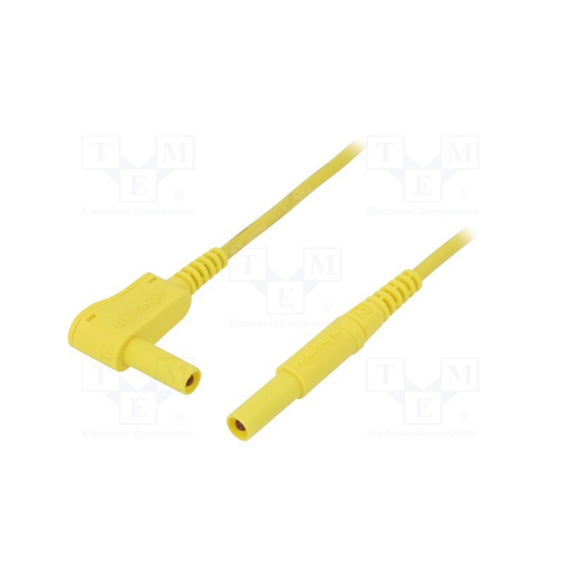 1 pcs x SCHu00dcTZINGER - MSWFK A341 / 1 / 100 / GE - Test lead, 16A, banana plug 4mm,angular banana plug 4mm, Len: 1m