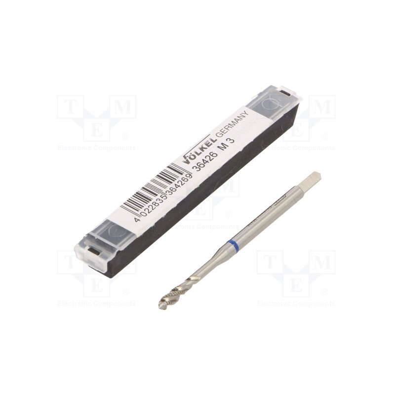1 pcs x Vu00d6LKEL - 36426 - Tap, high speed steel cobalt HSS-E, M3, 0.5, 56mm, 2,7mm, ISO2/6H