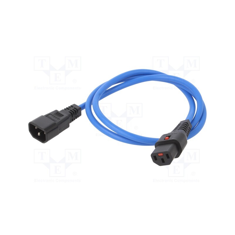 1 pcs x SCHAFFNER - IL13-C14-H05-3100-100-B - Cable, IEC C13 female,IEC C14 male, 1m, with IEC LOCK locking