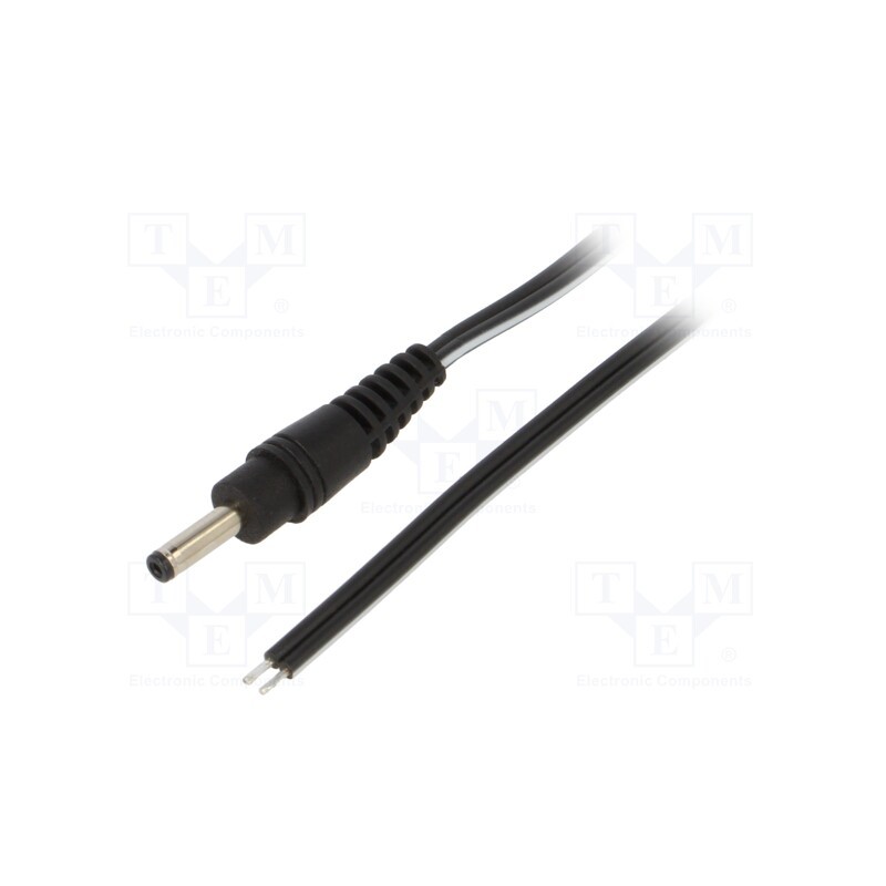1 pcs x WEST POL - P13-TT-T050-150BK - Cable, 2x0.5mm2, wires,DC 3,5/1,3 plug, straight, black, 1.5m