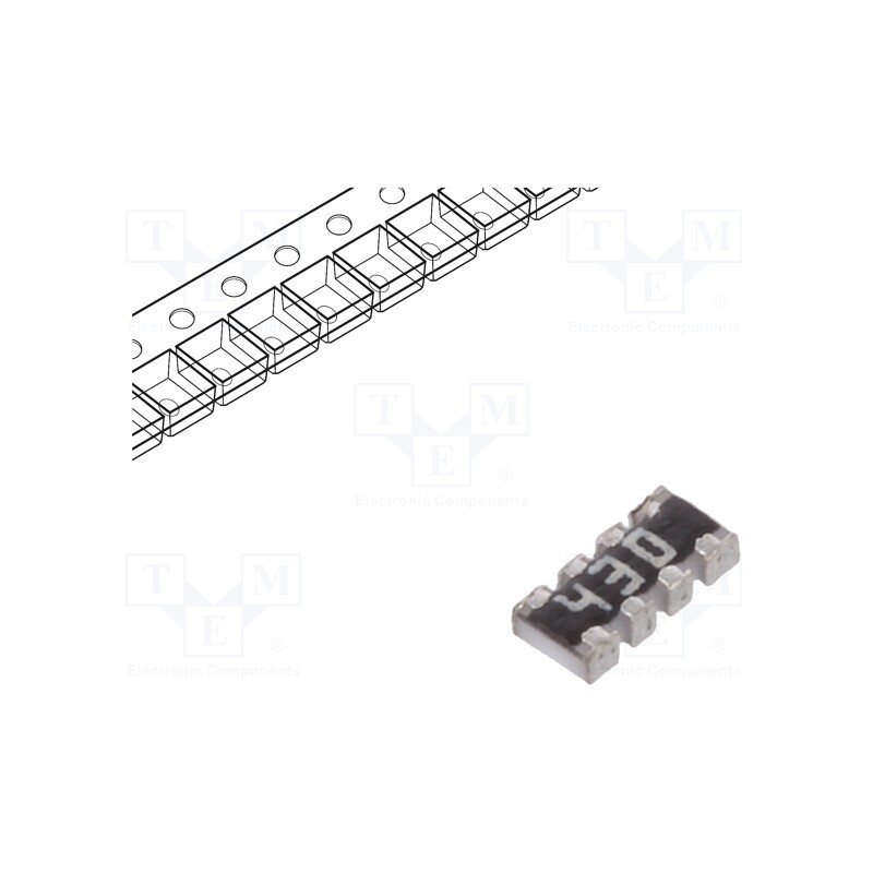100 pcs x YAGEO - YC124-JR-0743RL - Resistor network: Y, SMD, 43Ω, ±5%, 62.5mW, No.of resistors: 4