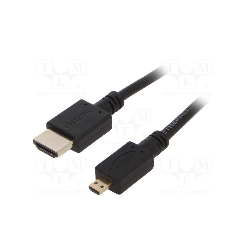 1 pcs x GEMBIRD - CC-HDMID-6 - Cable, HDMI 2.0, HDMI plug,micro HDMI plug, PVC, 1.8m, black