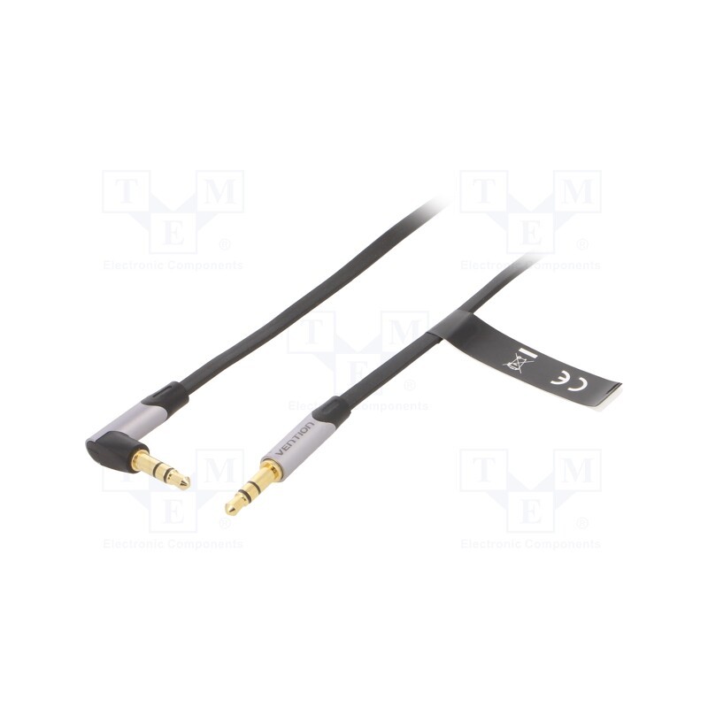 1 pcs x VENTION - BANHD - Cable, Jack 3.5mm plug,Jack 3.5mm angled plug, 0.5m, black
