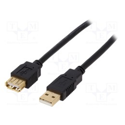 1 pcs x BQ CABLE - CAB-USB2AAF/5G-BK - Cable, USB 2.0, USB A socket,USB A plug, gold-plated, 5m, black