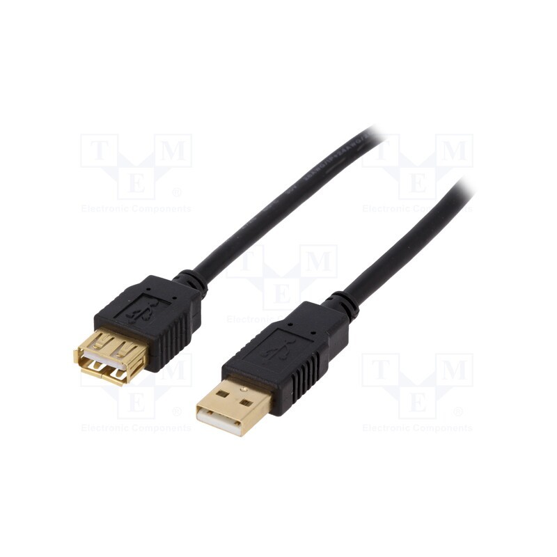 1 pcs x BQ CABLE - CAB-USB2AAF/5G-BK - Cable, USB 2.0, USB A socket,USB A plug, gold-plated, 5m, black