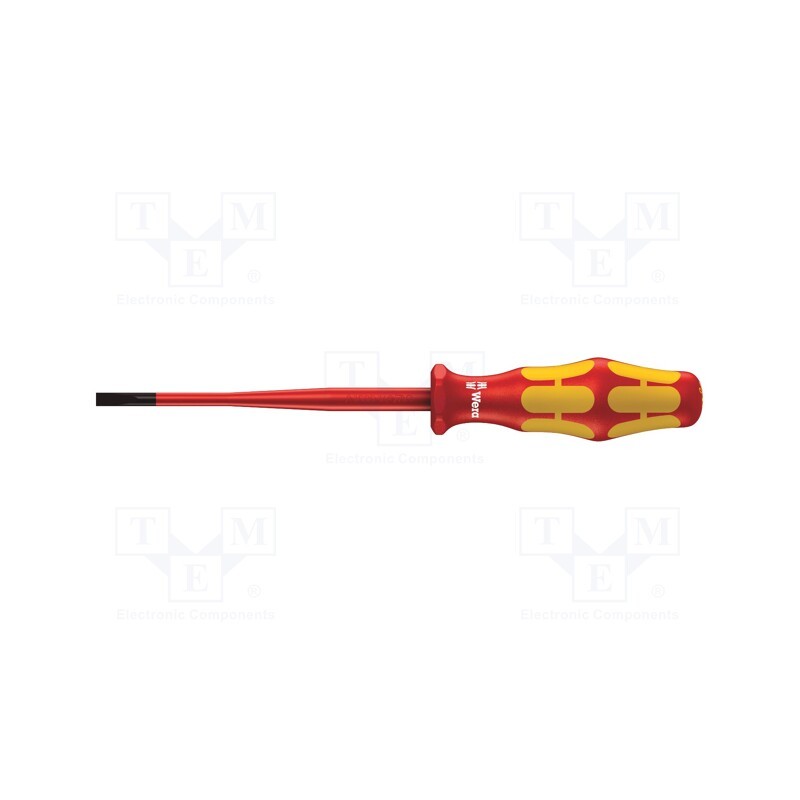 1 pcs x WERA - 5020129001 - Screwdriver, insulated,slim, slot, 4,0x0,8mm, Blade length: 100mm