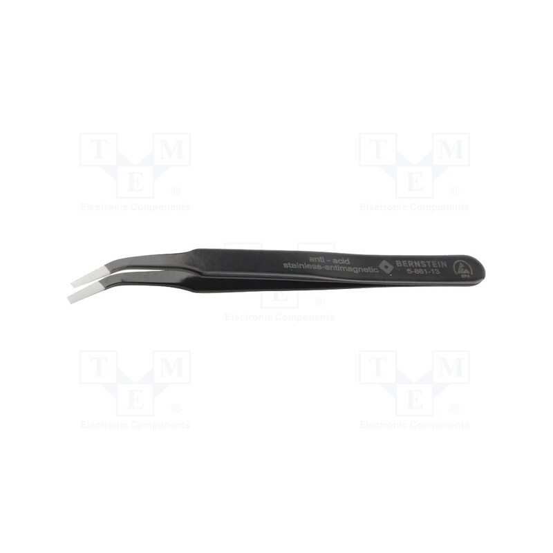 1 pcs x BERNSTEIN - 5-861-13 - Tweezers, Blade tip shape: flat, Tweezers len: 120mm, ESD