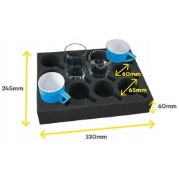 Foam for glass, cups, glasses, organizer, protection