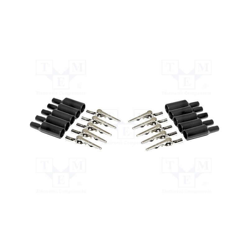 1 set x MUELLER ELECTRIC - BU-P2240-0 - Crocodile clip, 10A, Grip capac: max.8mm, Overall len: 51mm, black