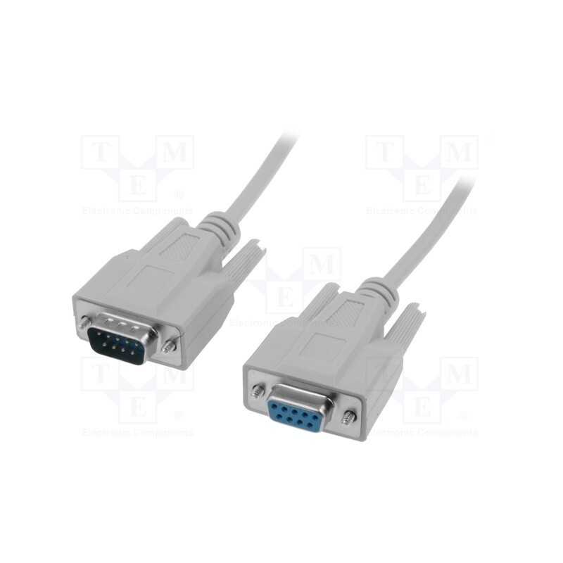 1 pcs x DIGITUS - AK-610203-020-E - Cable, D-Sub 9pin socket,D-Sub 9pin plug, 2m, grey, shielded