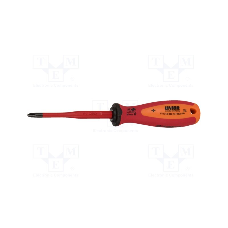 1 pcs x UNIOR - 624072 - Screwdriver, slim, insulated, PlusMinus cross PH-type, SL/PH2
