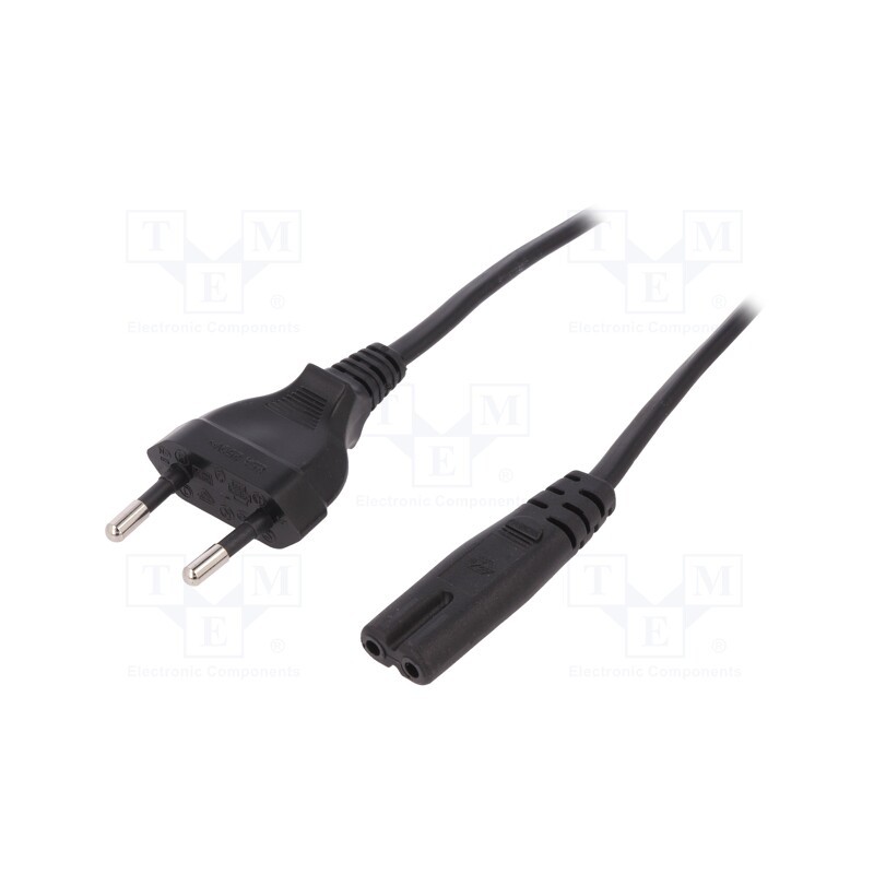 1 pcs x DIGITUS - AK-440104-018-S - Cable, CEE 7/16 (C) plug,IEC C7 female, 1.8m, Sockets: 1, black