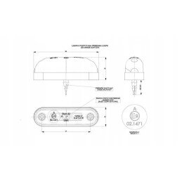 LED marker lamp, oval, white, 12 24v