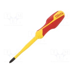 1 pcs x BETA - 12720618 - Screwdriver, Phillips, insulated,slim, PH2, Blade length: 100mm