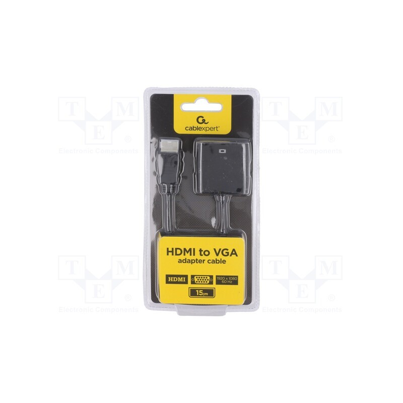 1 pcs x GEMBIRD - A-HDMI-VGA-04 - Converter, HDMI 1.4, D-Sub 15pin HD socket,HDMI plug, 0.15m