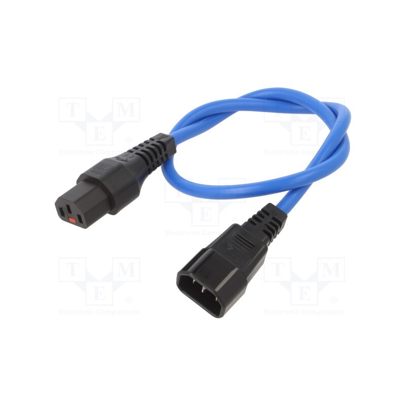 1 pcs x SCHAFFNER - IL13-C14-H05-3100-050-B - Cable, IEC C13 female,IEC C14 male, 0.5m, with IEC LOCK locking