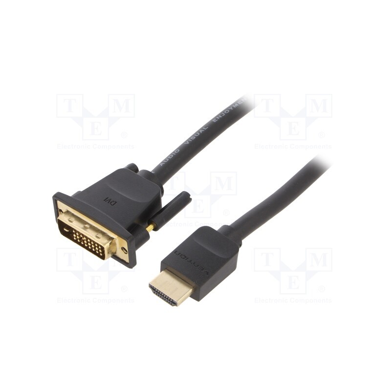 1 pcs x VENTION - ABFBH - Cable, DVI-D (18+1) plug,HDMI plug, 2m, black, 30AWG, Core: Cu