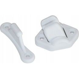 White plastic movable latch for a camper