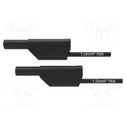 1 pcs x SCHu00dcTZINGER - VSFK 8501 / 1 / 200 / SW - Test lead, 16A, banana plug 4mm,both sides, Urated: 1kV, Len: 2m