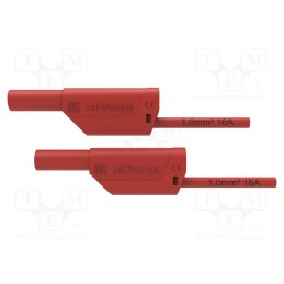 1 pcs x SCHu00dcTZINGER - VSFK 8501 / 1 / 200 / RT - Test lead, 16A, banana plug 4mm,both sides, Urated: 1kV, Len: 2m