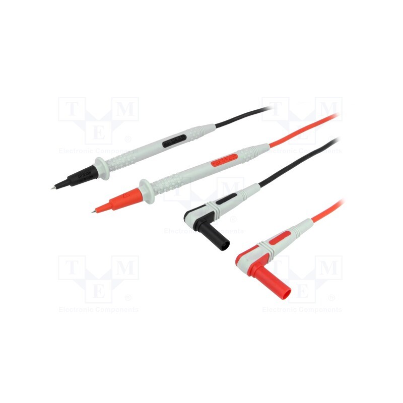 1 set x AXIOMET - AX-TLS-004A - Test leads, Inom: 10A, Len: 1m, red and black, Insulation: silicone