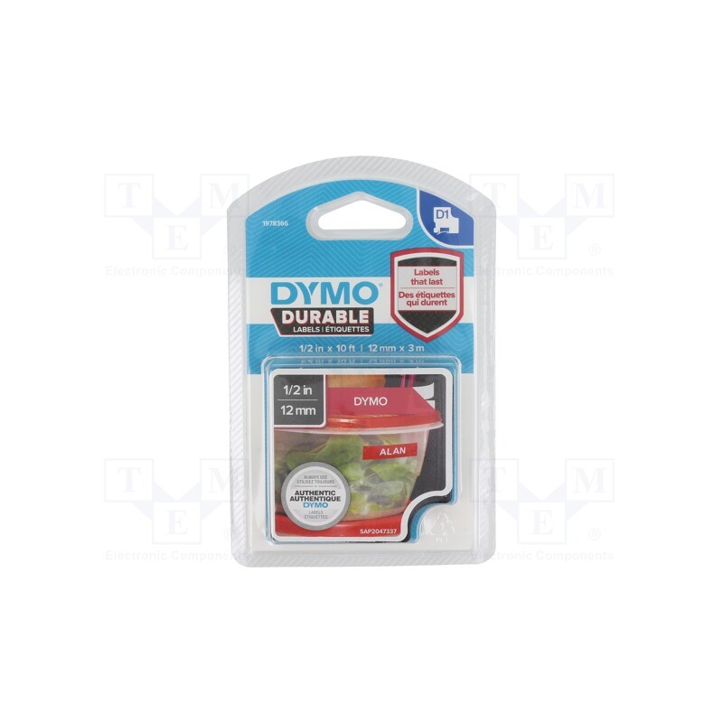 1 pcs x DYMO - 1978366 - Tape, 12mm, 3m, red, Character colour: white