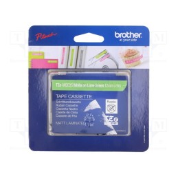 1 pcs x BROTHER - TZE-MQG35 - Tape, 12mm, 5m, green, Character colour: white, laminated,glued