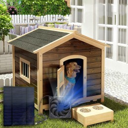 Exhaust fan with solar panel for poultry kennels