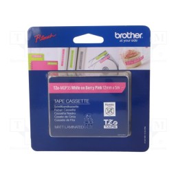 1 pcs x BROTHER - TZE-MQP35 - Tape, 12mm, 5m, pink, Character colour: white, laminated,glued