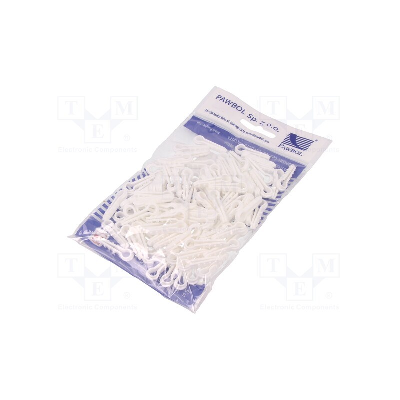 1 pcg x PAWBOL - H.7309 - Holder, white, on round cable, 100pcs, USMO 6, 6mm