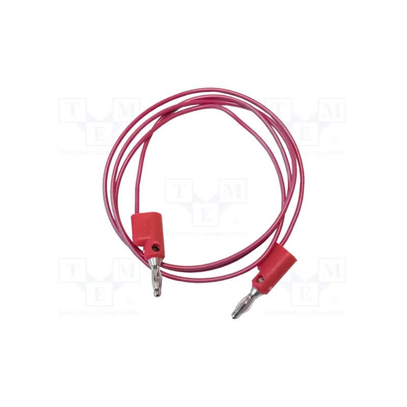 1 pcs x MUELLER ELECTRIC - BU-2020-A-24-2 - Test lead, 5A, banana plug 4mm,both sides, Urated: 300V, red
