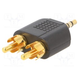 1 pcs x GEMBIRD - A-458 - Adapter, Jack 3.5mm 3pin plug,RCA plug x2, black