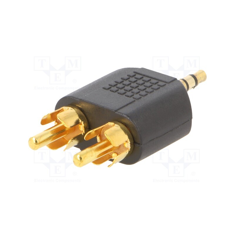 1 pcs x GEMBIRD - A-458 - Adapter, Jack 3.5mm 3pin plug,RCA plug x2, black