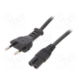 1 pcs x SCHURTER - 6013.0478 - Cable, 2x0.75mm2, CEE 7/16 (C) plug,IEC C7 female, PVC, 4m, black