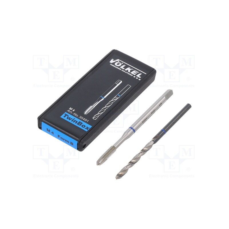 1 set x Vu00d6LKEL - 35491 - Tap, high speed steel cobalt HSS-E, M4, 0.7, ISO2/6H, 2pcs.
