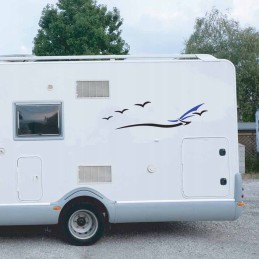 A set of stickers for a camper trailer