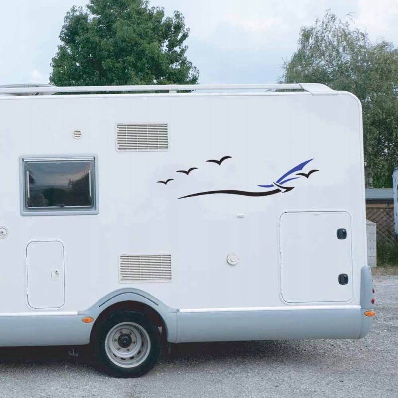 A set of stickers for a camper trailer