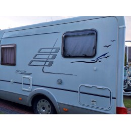 A set of stickers for a camper trailer