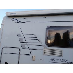 A set of stickers for a camper trailer