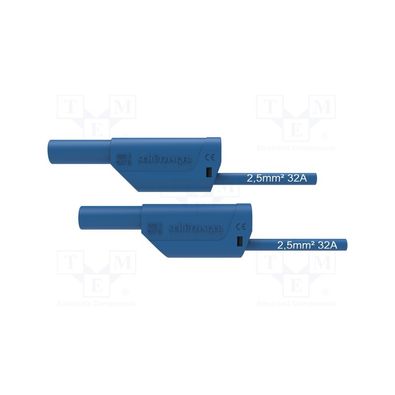 1 pcs x SCHu00dcTZINGER - VSFK 8701 / 2.5 / 150 / BL - Test lead, 32A, banana plug 4mm,both sides, Urated: 1kV, Len: 1.5m
