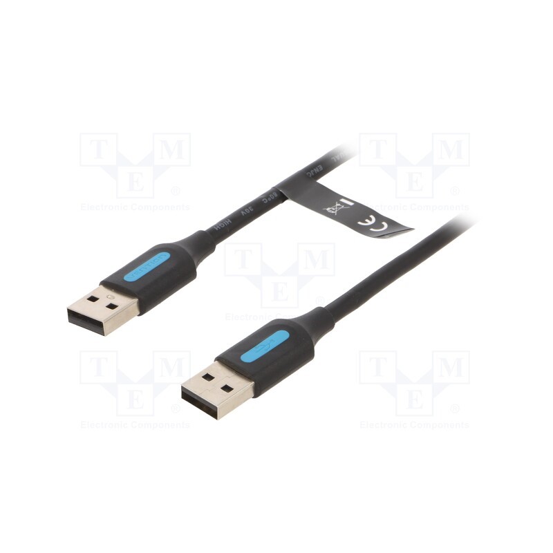 1 pcs x VENTION - COJBD - Cable, USB 2.0, USB A plug,both sides, nickel plated, 0.5m, black