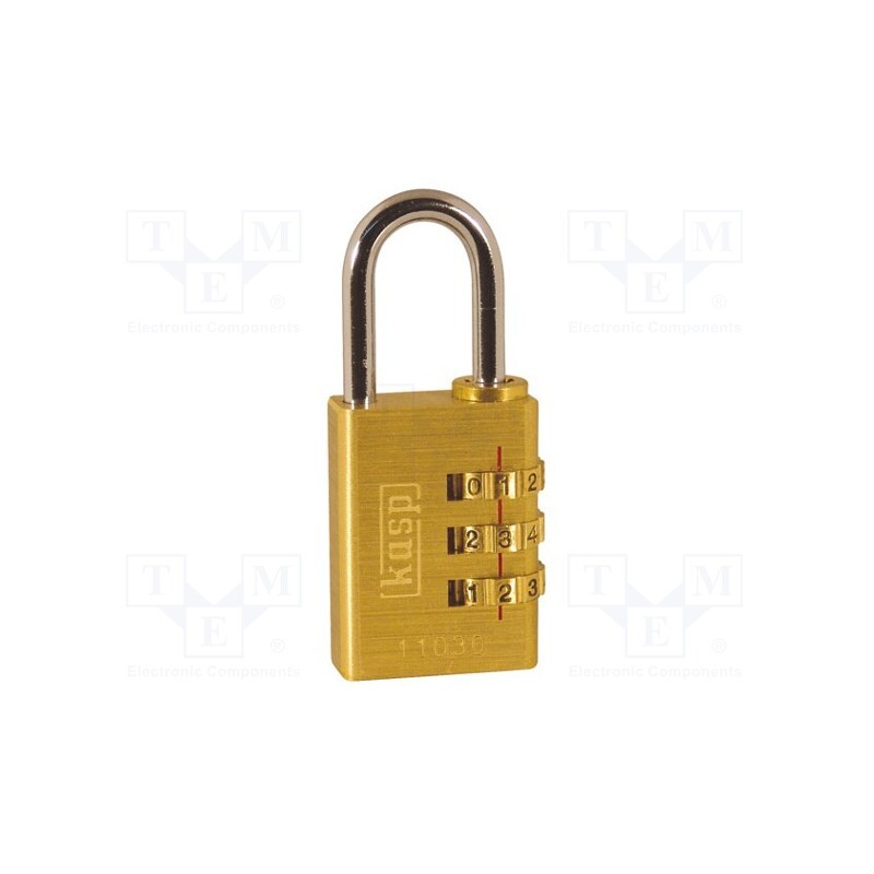 1 pcs x KASP - K11030D - Padlock, brass, 3 digit code,possibility of code changing