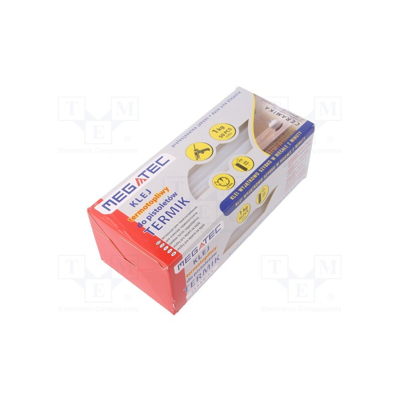 1 pcg x MEGATEC - KKN 1621/0111 - Hot melt glue, Ø: 11mm, white, L: 200mm, Bonding: 15÷20s, 50pcs.