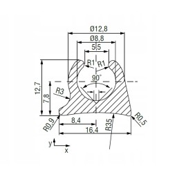 Awning vestibule strip, 7mm kedra profile, rail