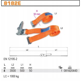 Lashing belt with tensioner 1t 4m robur 8182e 4m