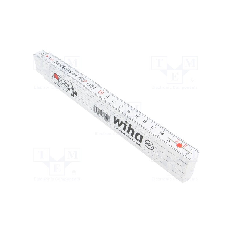 1 pcs x WIHA - 27059 - Folding ruler, L: 2m, Width: 15mm, white