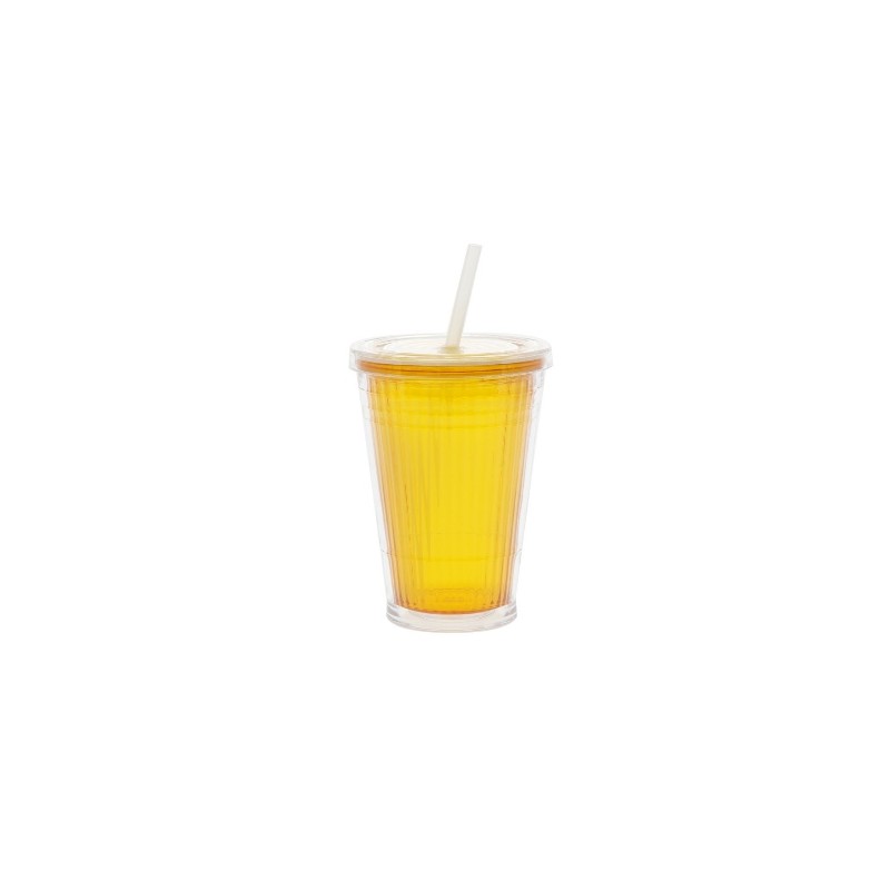 Gimex camping straw mug, yellow, 450 ml
