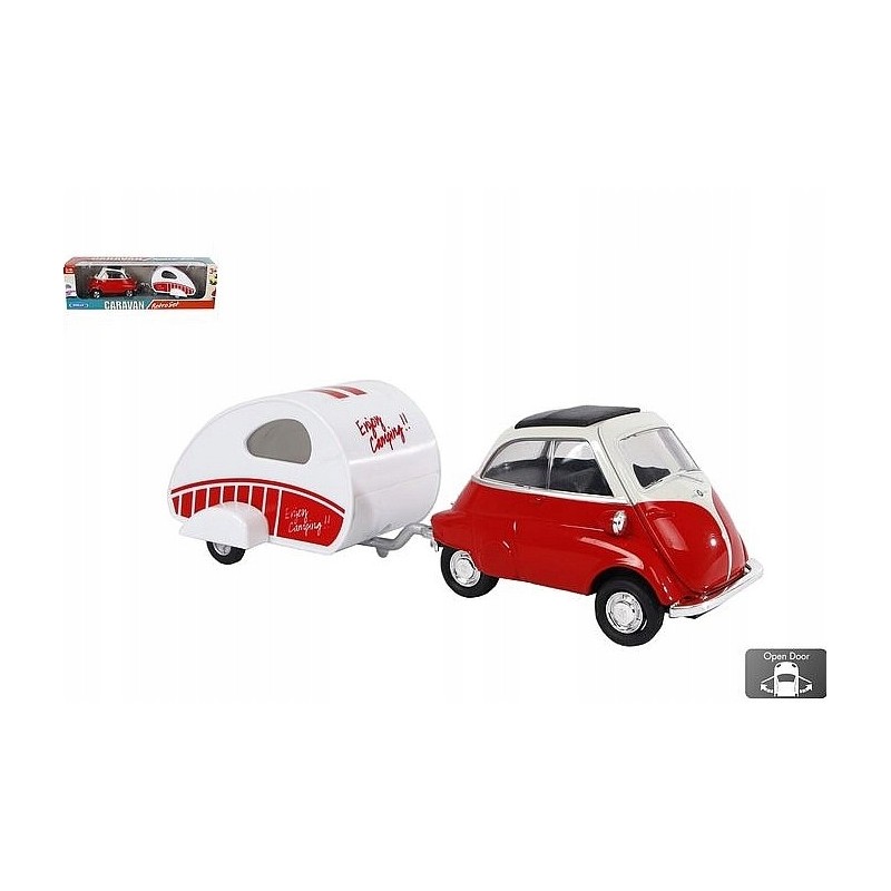 BMW isetta 250 metal model with trailer 18 5 cm